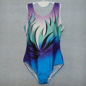 Arshiner Blue Green White Purple Jeweled Leotard M